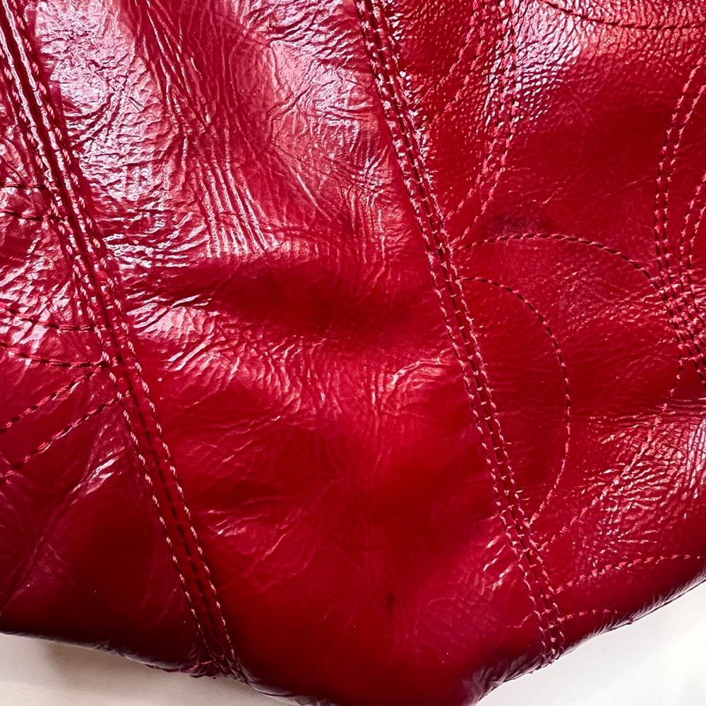 Coach red patent leather bright red tote purse OS - Picture 4 of 12